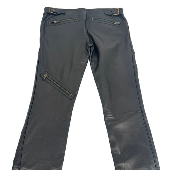 Vintage Emilio Pucci Firenze Leather Low Rise Y2K Pants Interior Silk Lined - Picture 2 of 7